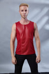 ST-L-6 Red faux leather sleeveless shirt - zolnar