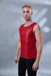 ST-L-6 Red faux leather sleeveless shirt - zolnar