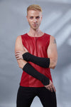 ST-L-6 Red faux leather sleeveless shirt - zolnar