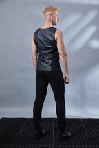 ST-L-9 Black faux leather sleeveless shirt - zolnar